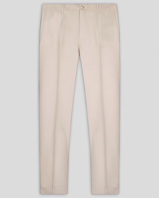 'БЕЖОВ КЛАСИЧЕСКИ ПАНТАЛОН ОТ ФИНА ВЪЛНА С ЕЛАСТАН  /ЧАСТ ОТ КОСТЮМ/