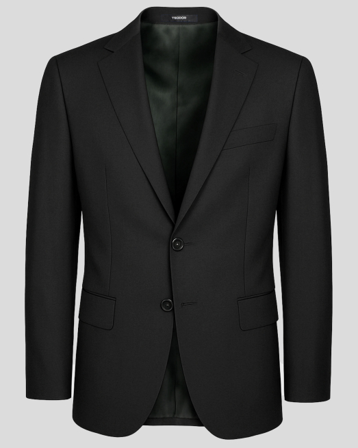 'ЧЕРНО КЛАСИЧЕСКО САКО ОТ ФИНА ВЪЛНА С ЕЛАСТАН  /ЧАСТ ОТ КОСТЮМ/