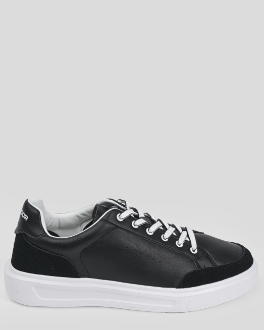 'ЧЕРНИ СПОРТНИ ОБУВКИ ТИП КЕЦОВЕ С ЛОГО И ДЕТАЙЛИ ОТ ВЕЛУР