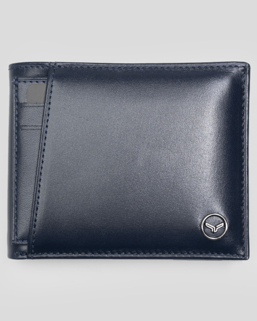 'ТЪМНОСИН ПОРТФЕЙЛ С ВЪНШЕН ВИЗИТНИК ОТ ЕСТЕСТВЕНА КОЖА