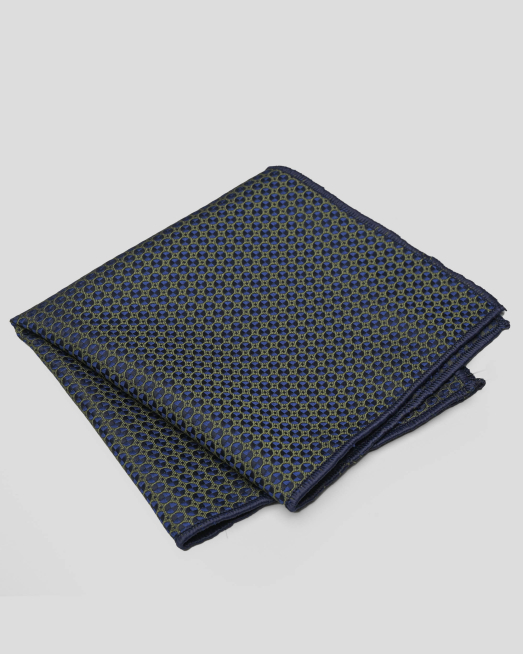 'ЗЕЛЕНА КЪРПИЧКА ЗА САКО С ФИГУРАЛЕН ДЕСЕН В ТЪМНОСИНЬО