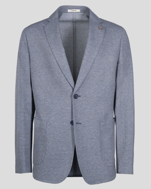 'ТЪМНОСИНЬО СТРУКТУРНО САКО МЕЛАНЖ ВТАЛЕН СИЛУЕТ