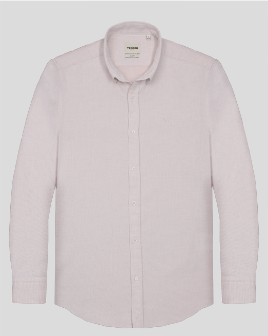 'РИЗА ОТ 100% ПАМУК ВТАЛЕН СИЛУЕТ В КРЕМАВ ЦВЯТ 