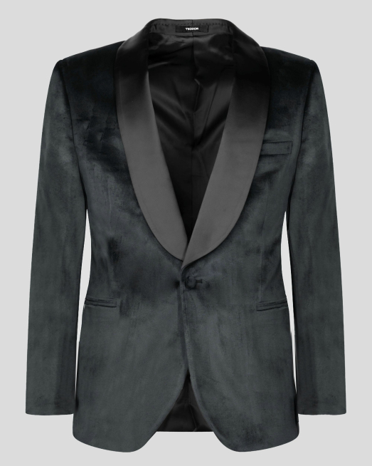 'ЧЕРНО ЦЕРЕМОНИАЛНО САКО С КАДИФЕНА СТРУКТУРА /ЧАСТ ОТ КОСТЮМ/