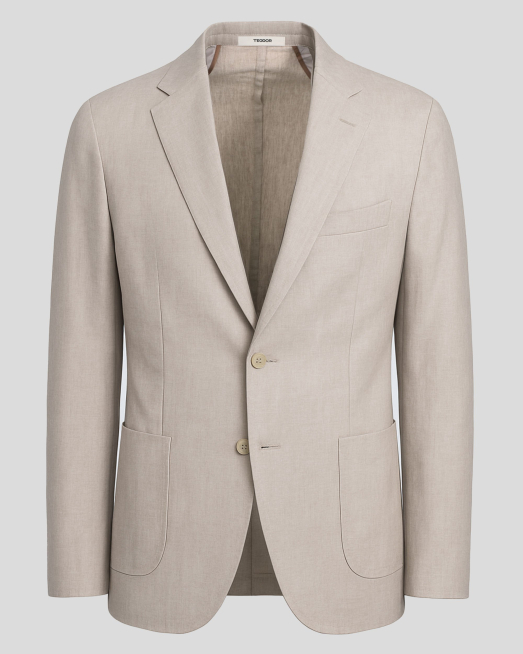 'САКО ОТ ПАМУК И ЛЕН С ВЪНШНИ ДЖОБОВЕ В БЕЖОВ МЕЛАНЖ /ЧАСТ ОТ КОСТЮМ/