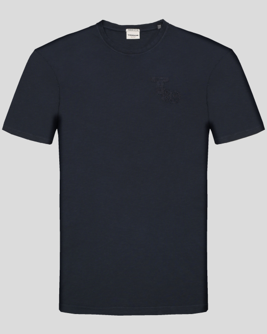 'ТЪМНОСИНЯ ТЕНИСКА ОТ PREMIUM ПАМУК С ЛЕНЕН ЕФЕКТ