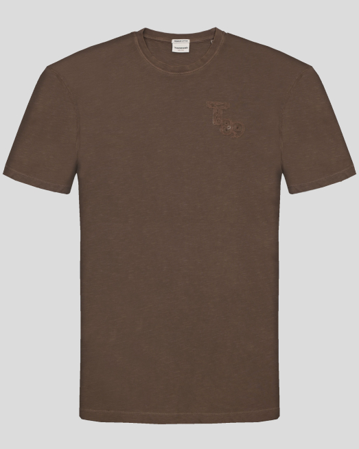 'КАФЯВА ТЕНИСКА ОТ PREMIUM ПАМУК С БРОДЕРИЯ