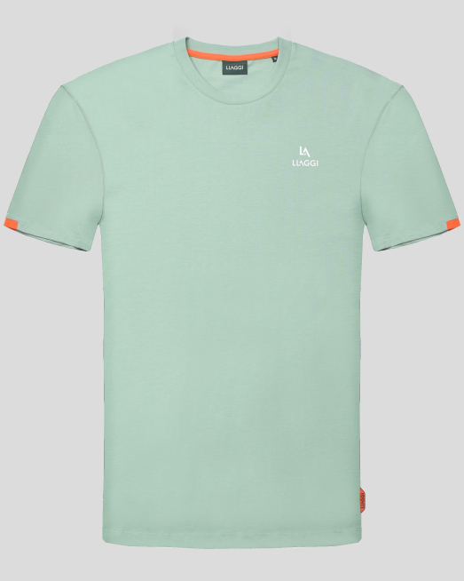 'СВЕТЛОЗЕЛЕНА ПАМУЧНА ТЕНИСКА С КОНТРАСТЕН ЕЛЕМЕНТ