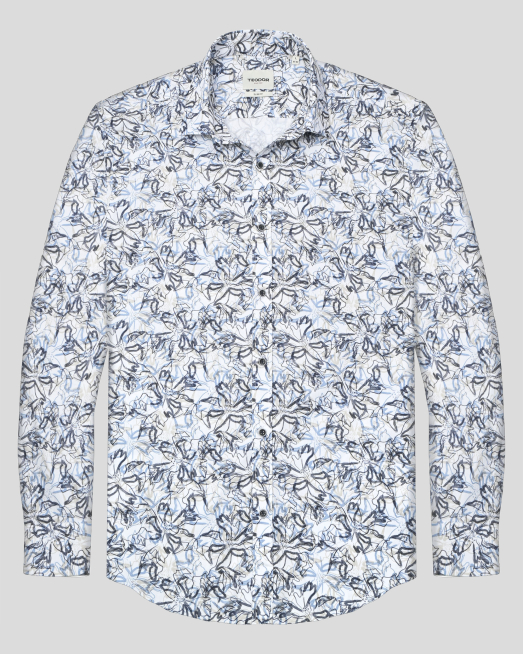 'БЯЛА РИЗА ОТ 100% ПАМУК С КОНТРАСТЕН ФЛОРАЛЕН ПИНТ 