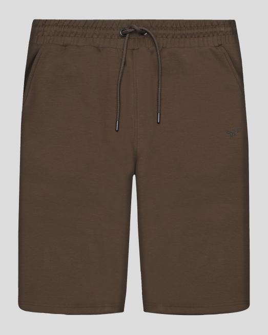 'КАФЯВИ БЕРМУДИ ТРИКО С ГУМИРАНО ЛОГО И СТРАНИЧНИ ДЖОБОВЕ