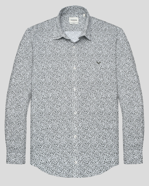 'БЯЛА РИЗА ОТ 100% ПАМУК С НАВИВАЩИ РЪКАВИ ВТАЛЕН СИЛУЕТ