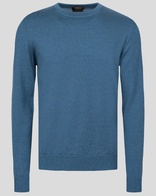 'СИН ПУЛОВЕР ОТ 100%  ЕКСТРАФИНА ВЪЛНА МЕРИНО "ZEGNA BARUFFA" 