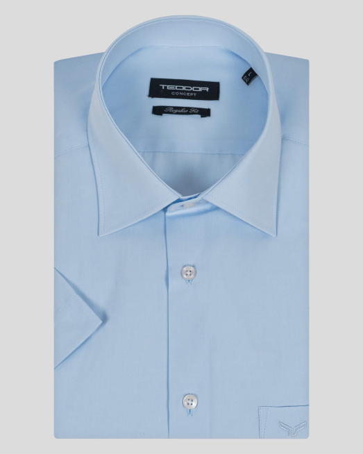 'СВЕТЛО СИНЯ  РИЗА СВОБОДЕН СИЛУЕТ С КЪС РЪКАВ 