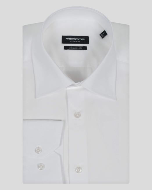 'БЯЛА РИЗА СВОБОДЕН СИЛУЕТ СЪС СЕЧЕН МАНШЕТ 