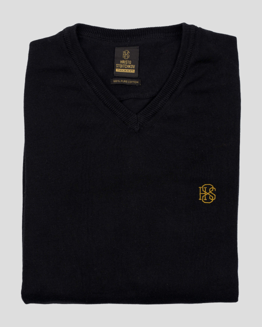 'ЧЕРЕН ПАМУЧЕН ПУЛОВЕР ШПИЦ ДЕКОЛТЕ