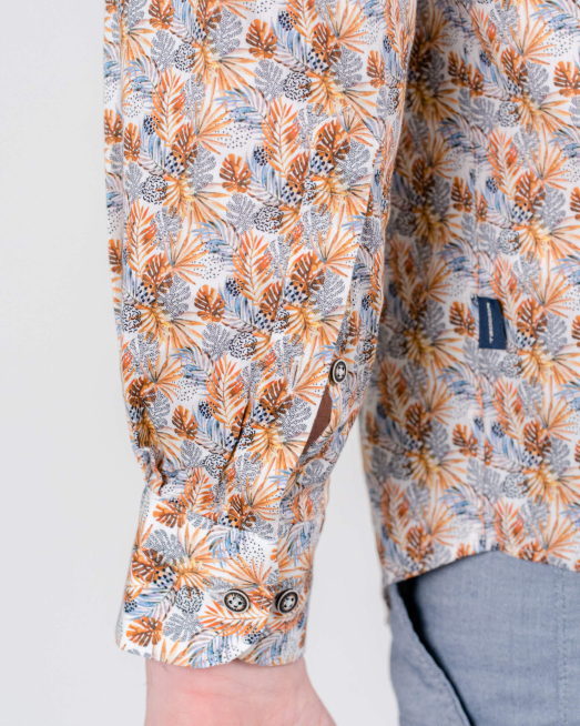 'ОРАНЖЕВА СВОБОДНА РИЗА С ФЛОРАЛНИ МОТИВИ