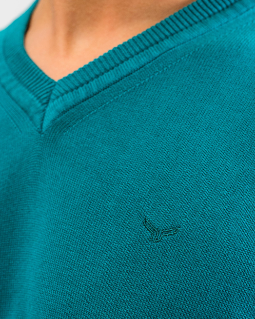 'БАЗОВ ПУЛОВЕР В ЦВЯТ ПЕТРОЛ