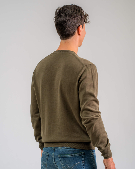 'ПАМУЧЕН ПУЛОВЕР С ЛОГО В ЦВЯТ КАКИ