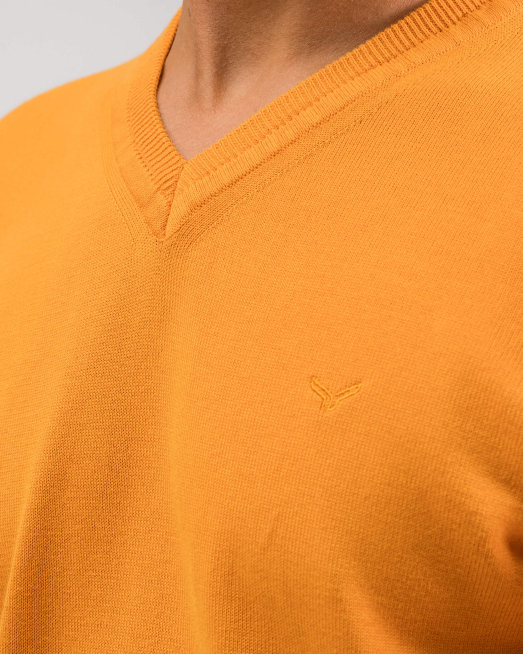 'ПАМУЧЕН ПУЛОВЕР С БРОДЕРИЯ В ЦВЯТ ОХРА