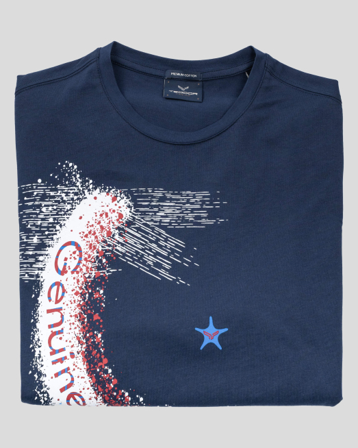 'ТЪМНО СИНЯ ПРИНТИРАНА ТЕНИСКА С ЛОГО