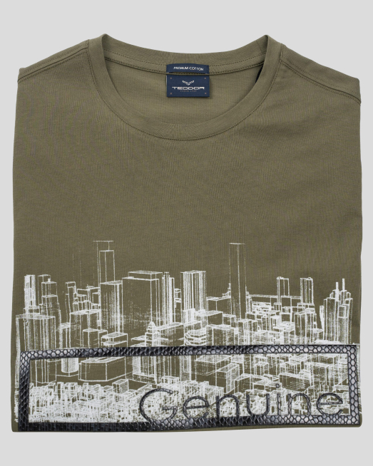 'РЕЛЕФНО ПРИНТИРАНА ТЕНИСКА В ЦВЯТ КАКИ