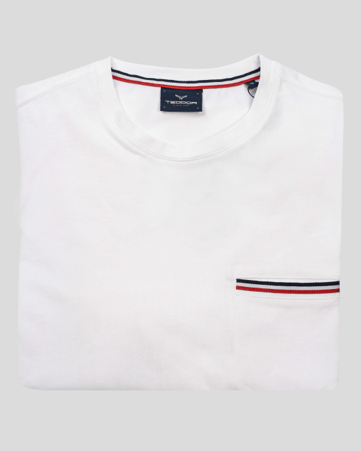 'БЯЛА ТЕНИСКА С КОНТРАСТНИ ШИРИТИ 