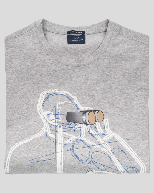 'БИЕ ТЕНИСКА В СИВ МЕЛАНЖ С ПРИНТ