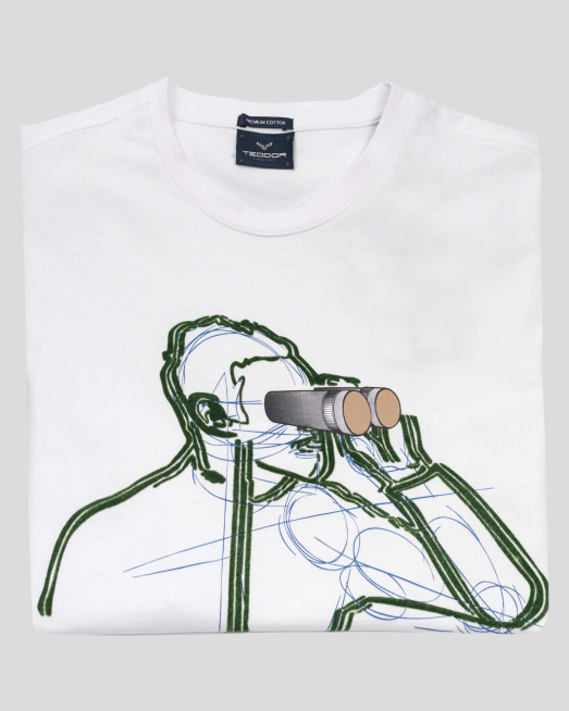 'БЯЛА ТЕНИСКА С ПРИНТ И ЛОГО