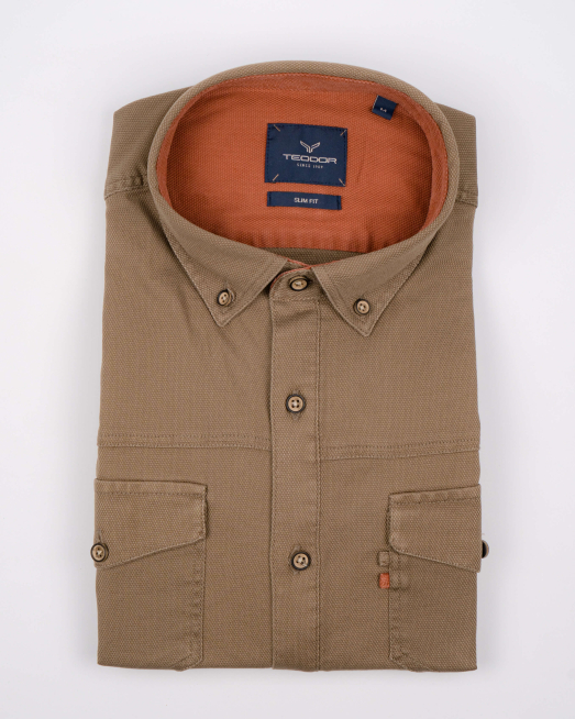 'СТРУКТУРНА  РИЗА В ЦВЯТ КАКИ С ПРЕДНИ ДЖОБОВЕ