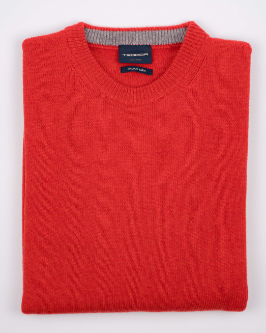 'ВЪЛНЕН МЕЛАНЖИРАН ПУЛОВЕР ЦВЯТ КОРАЛ 