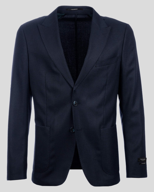 'ТЪМНО СИНЬО СТРУКТУРНО САКО ОТ ФИНА ВЪЛНА