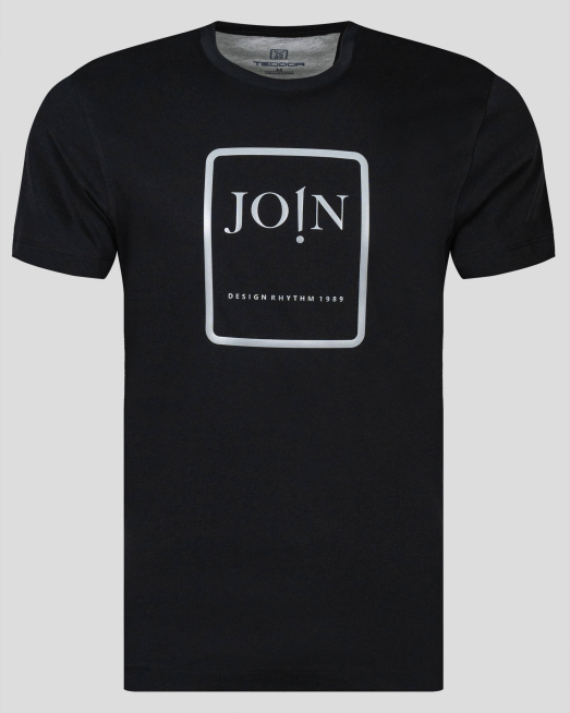 'ЧЕРНА ТЕНИСКА ОТ PREMIUM ПАМУК С РЕЛЕФЕН ПРИНТ