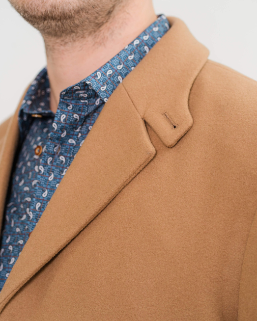 'КЛАСИЧЕСКО ВЪЛНЕНО ПАЛТО В ЦВЯТ КАМЕЛ