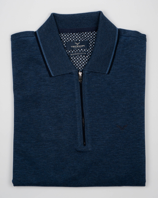 'БЛУЗА В ЦВЯТ ДЕНИМ СИН С БРОДЕРИЯ ЛОГО НА ГЪРДИ 