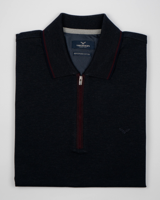 'ПАМУЧНА БЛУЗА С ЯКА И ЦИП