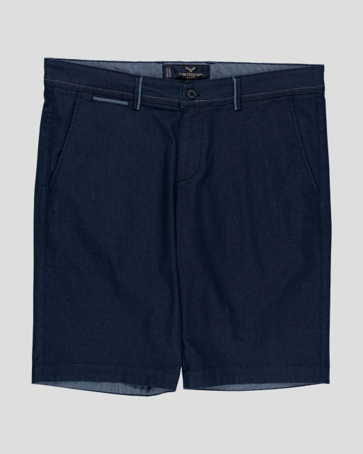 'ТЪМНО СИНИ БЕРМУДИ С ВЕРТИКАЛЕН ПРИНТ 