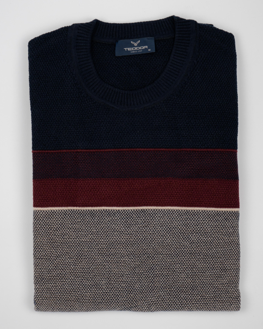 'ДВУЦВЕТЕН ПУЛОВЕР С КОНТРАСТНА ЛЕНТА