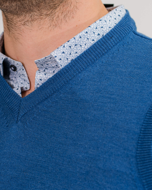 'СИН БАЗОВ ПУЛОВЕР БЕЗ РЪКАВ ОТ ВЪЛНА И АКРИЛ