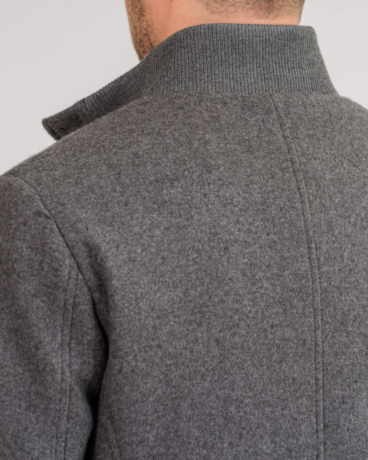 'ПАЛТО С ЦИП И КОПЧЕТА В СИВ МЕЛАНЖ