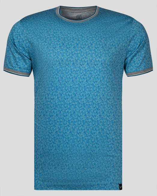 'ДВОЙНО МЕРСЕРИЗИРАНА ТЕНИСКА С ФЛОРАЛЕН ПРИНТ И ДЕСЕНАЦИИ