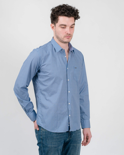 'СИНЯ ПРИНТИРАНА РИЗА С МЕТАЛНО ЛОГО