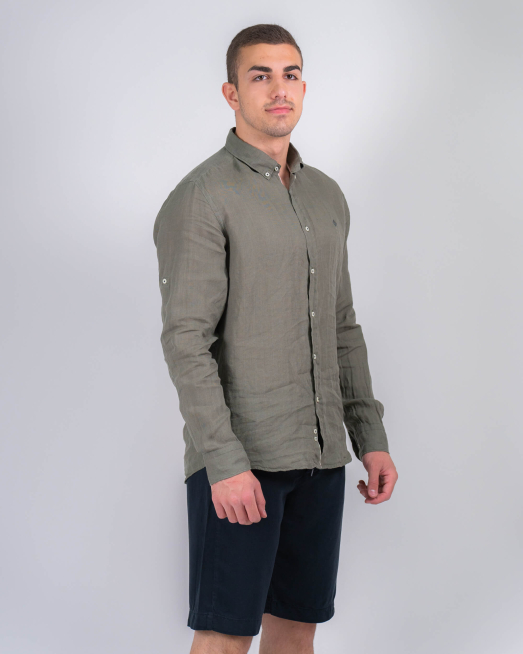 'ТЪМНО ЗЕЛЕНА ЛЕНЕНА РИЗА ДЮС