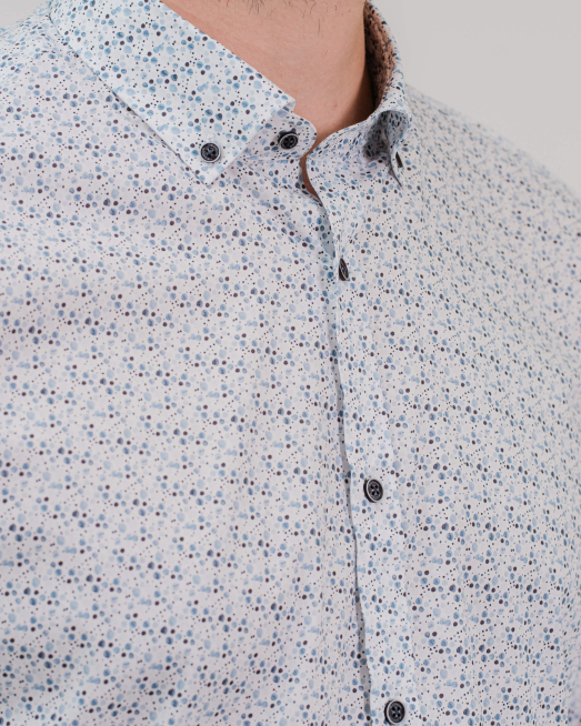 'БЯЛА ВТАЛЕНА РИЗА НА СИНИ ТОЧКИ 