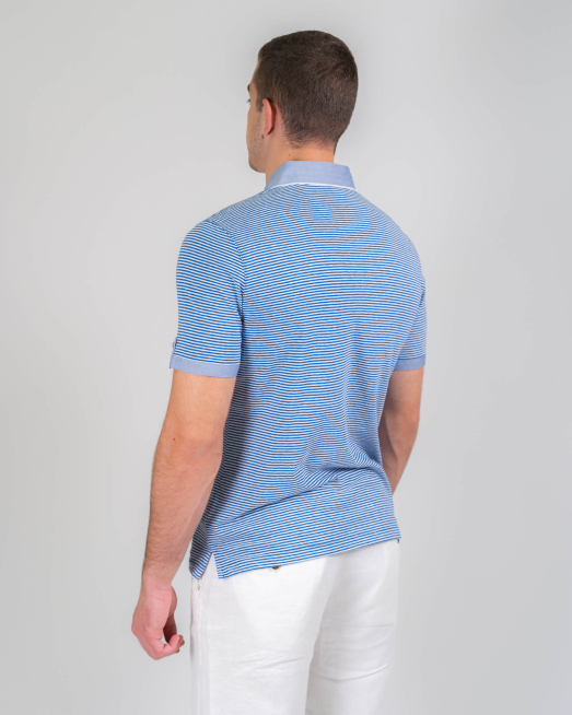 'РАИРАНА ТЕНИСКА В ДЕНИМ СИНЬО И БЯЛО С БРОДЕРИЯ ЛОГО