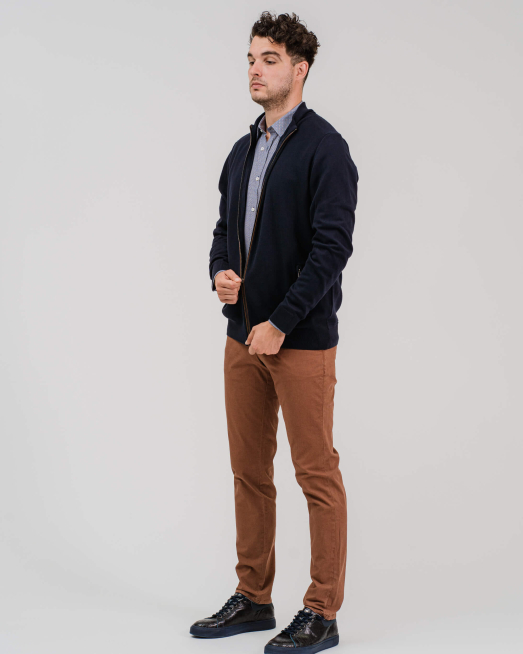 'ТЪМНО СИНЯ СТРУКТУРИРАНА ЖИЛЕТКА 