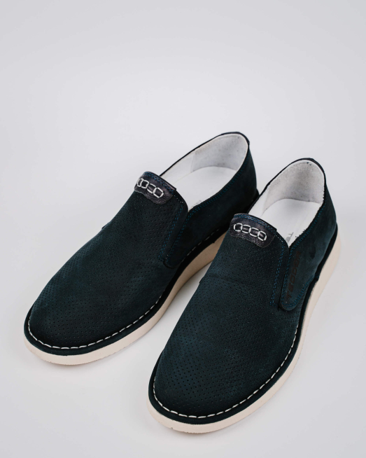 'ТЪМНО СИНИ МОКАСИНИ ОТ НАБУК