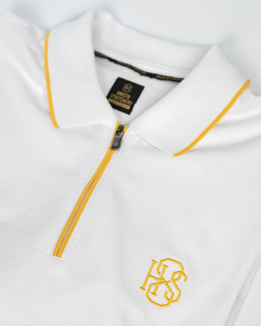 'БЯЛА ТЕНИСКА С ЦИП И КОНТРАСТИ