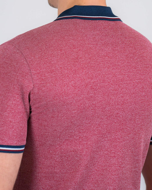 'ЧЕРВЕН МЕЛАНЖ ТЕНИСКА ОТ ДВОЙНО МЕРСЕРИЗИРАН ПАМУК С КОНТРАСТИ