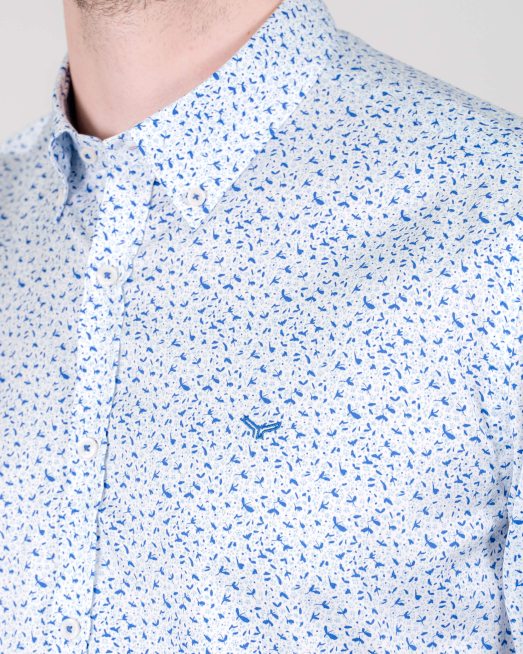 'БЯЛА РИЗА С ФЛОРАЛЕН ПРИНТ ОТ САТЕНИРАН ПАМУК