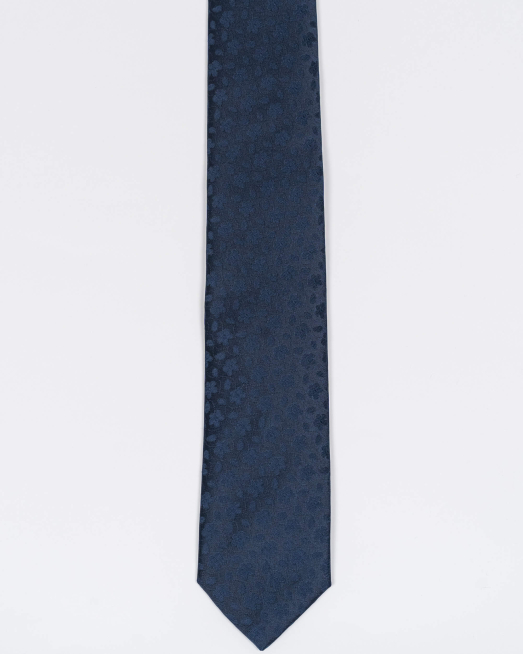 'ТЪМНО СИНЯ ВРАТОВРЪЗКА ЖАКАРД НА ЦВЕТЯ